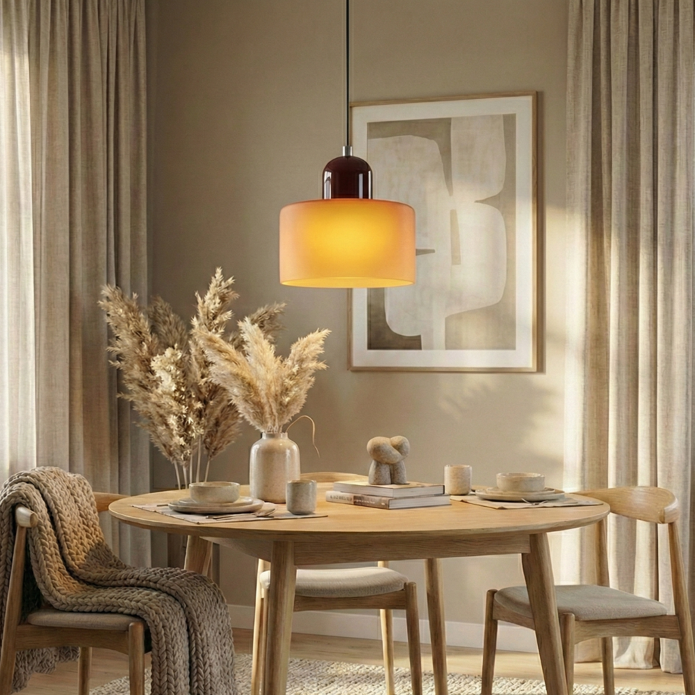 Bauhaus Colored Glass Pendant Lamp - Adjustable Height