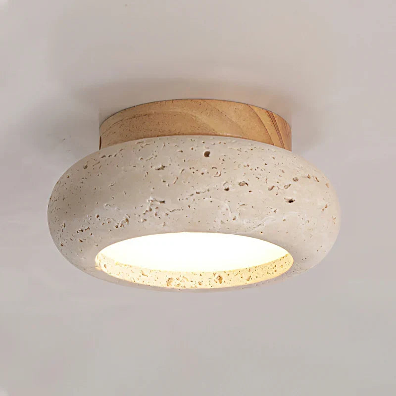 Havenwood - Travertine and Wood Ceiling Light