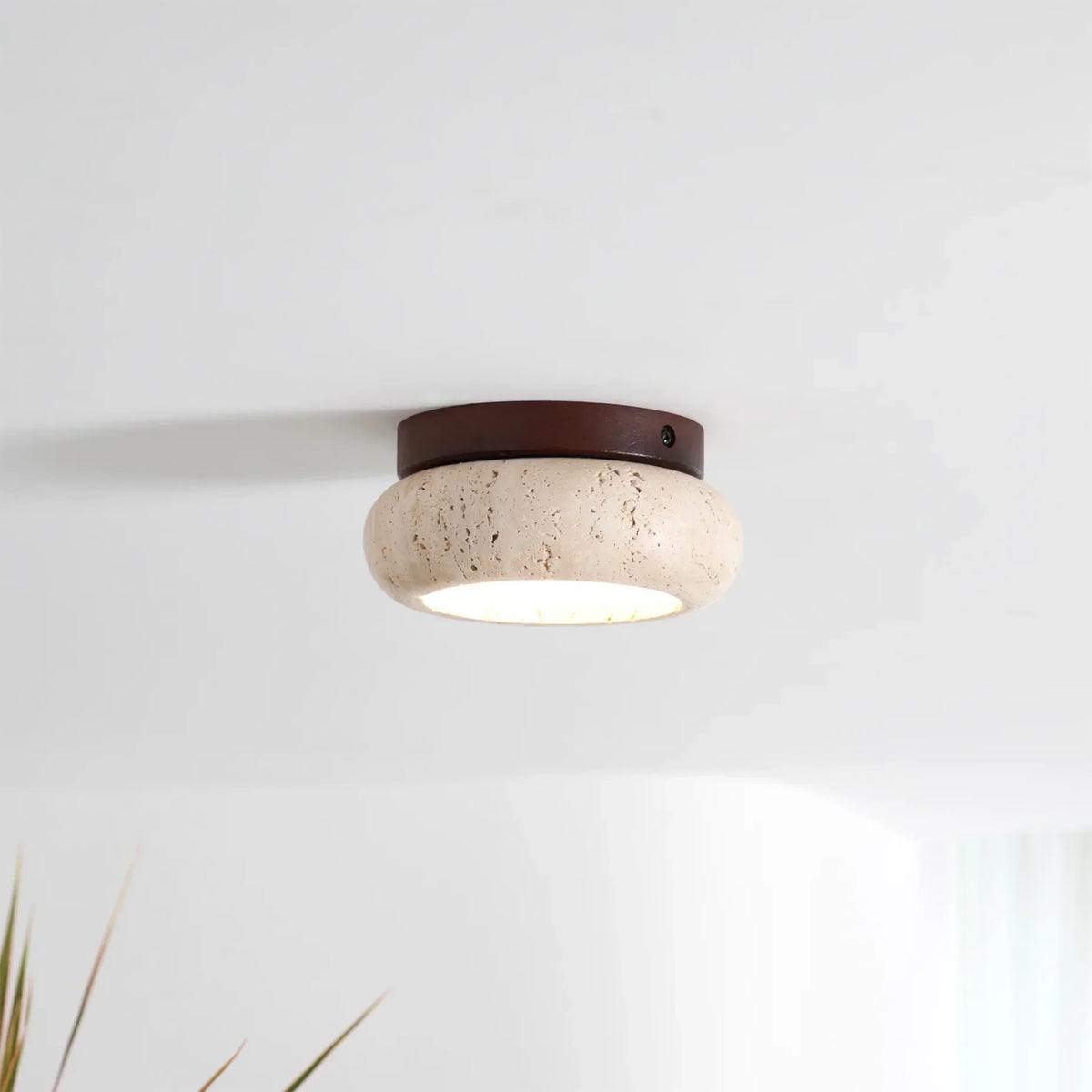 Havenwood - Travertine and Wood Ceiling Light
