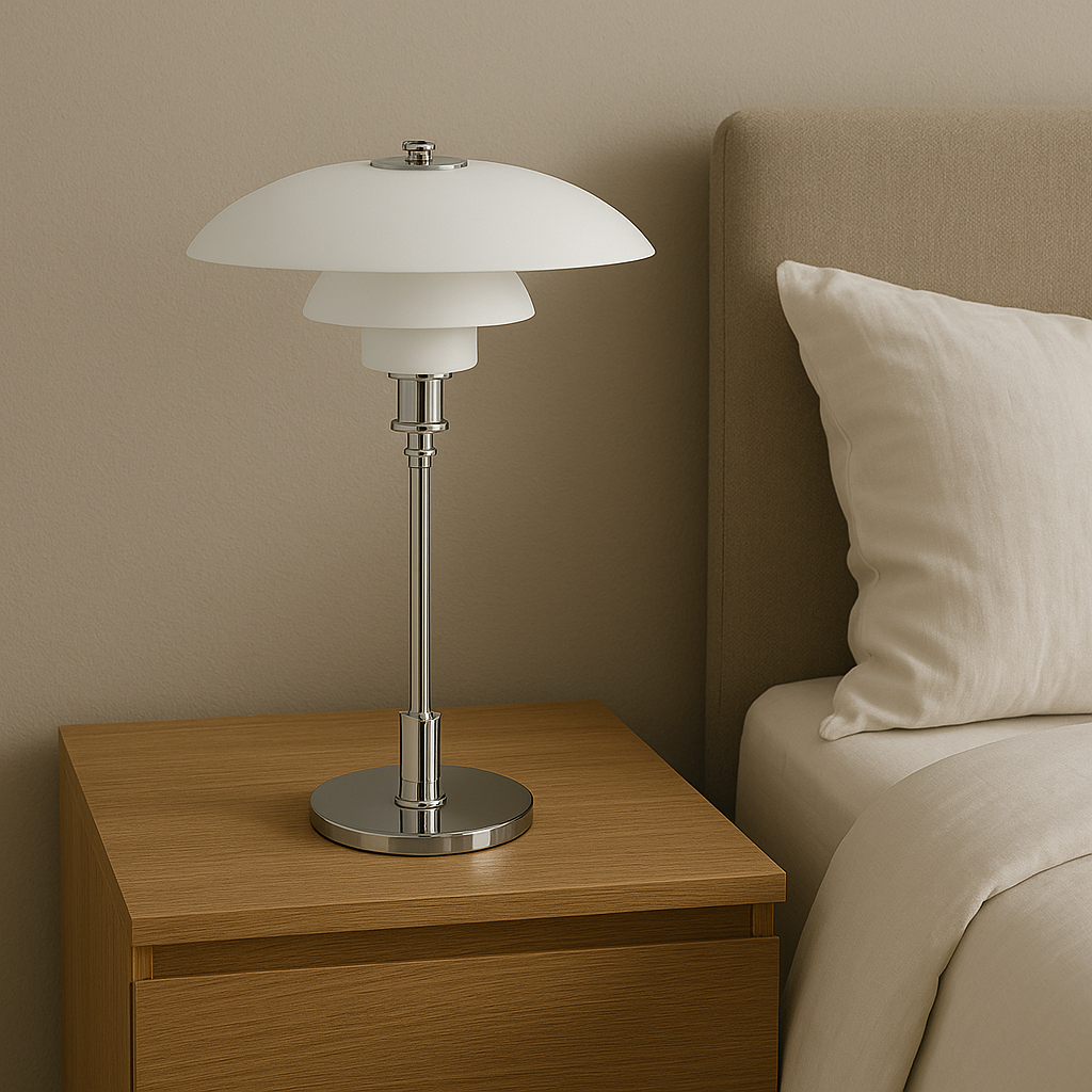 Modern Danish Designer Table Lamp - Layered Shade, LED