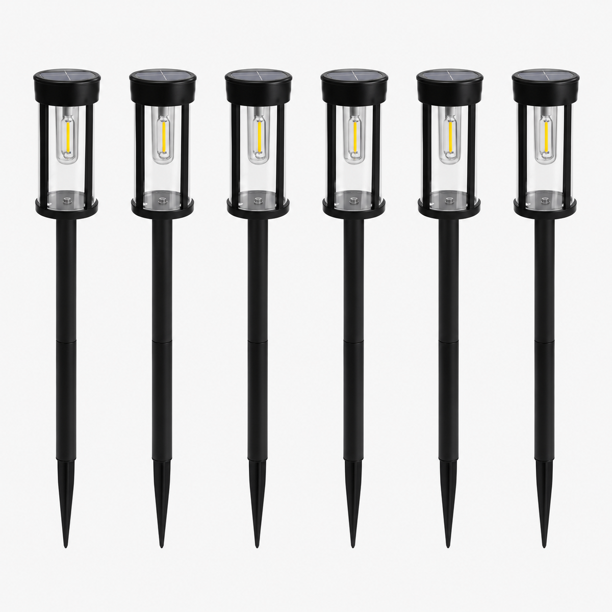 Outdoor Solar Garden Lights - Black LED Path Stakes (10-Pk)