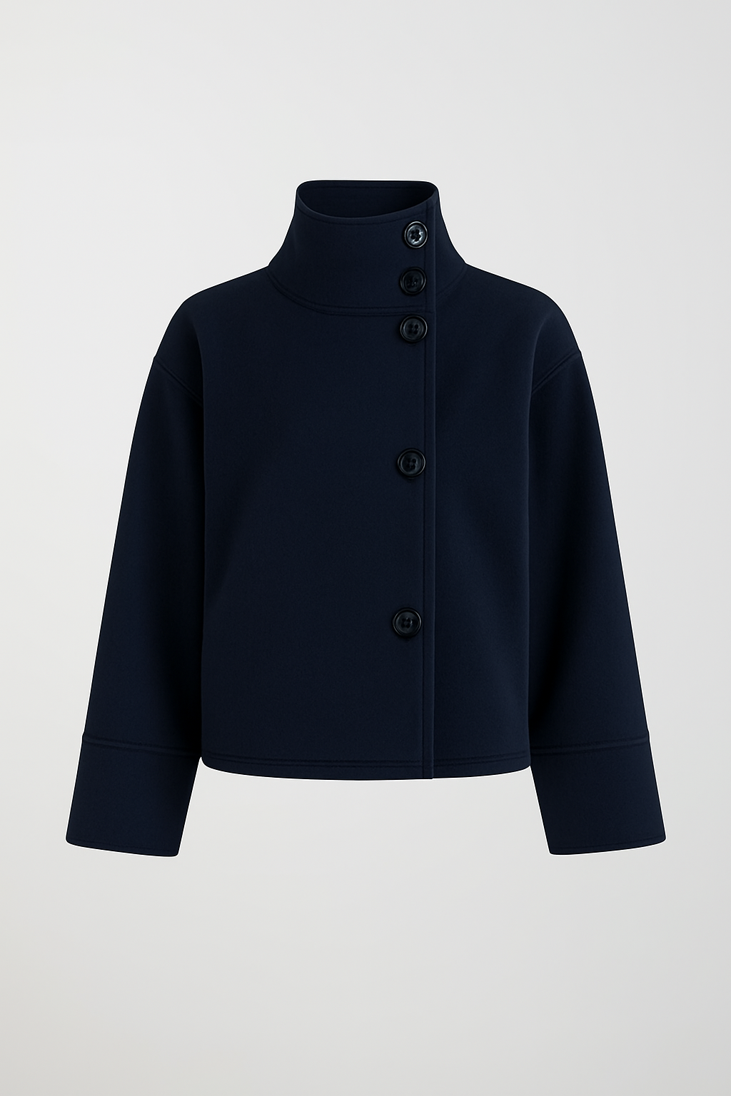 Women's Short Fall Jacket with Elegant Collar and Button Closure