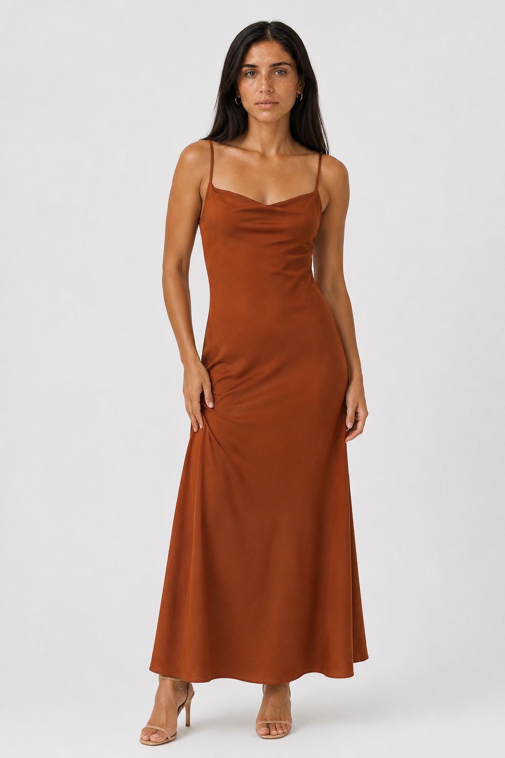 Cowl-Neck Maxi Dress – Elegant Draped Evening Gown