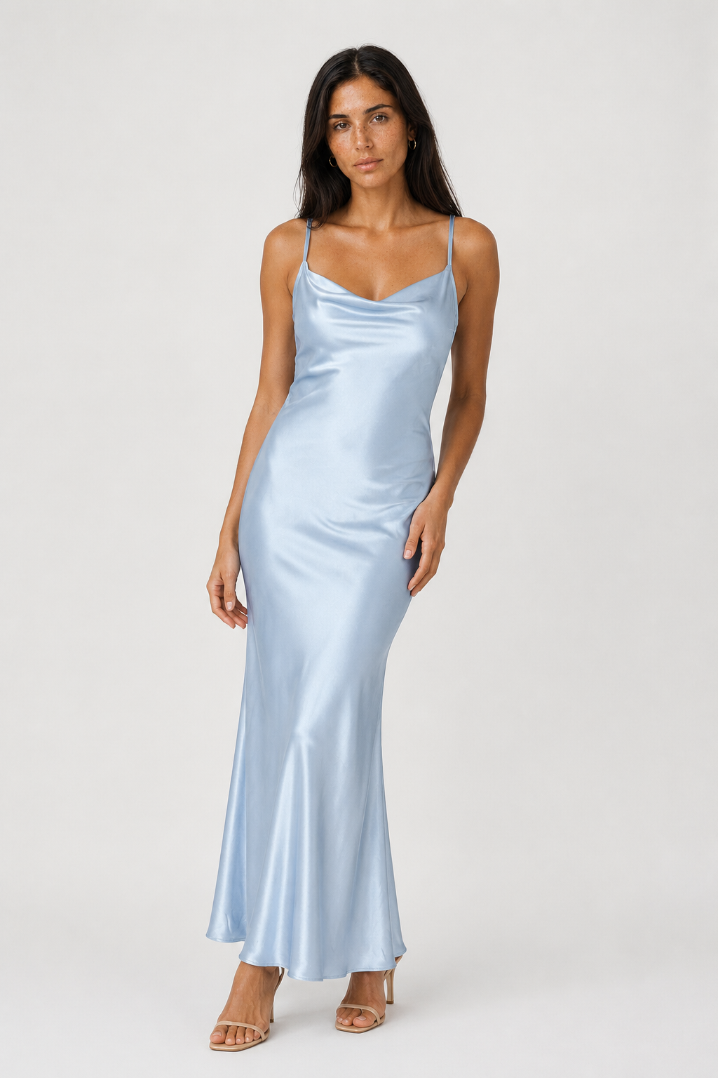 Cowl-Neck Maxi Dress – Elegant Draped Evening Gown