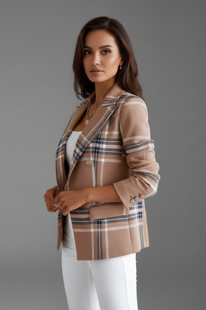 Women's Blazer with Lapels and Textured Surface