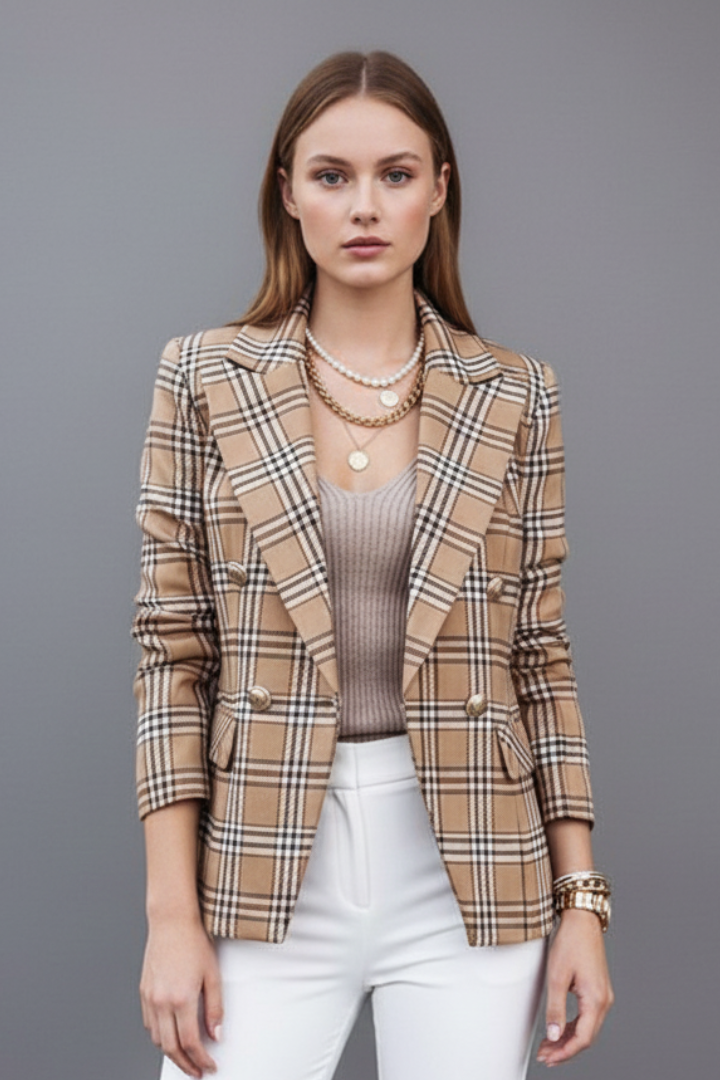 Women's Blazer with Lapels and Textured Surface
