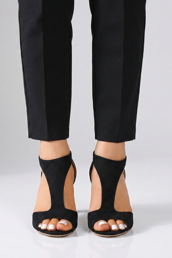 Women's Open-Toe High Heels with Cut-Out Panels and High Heels in Black - View 2.0 | Roselva