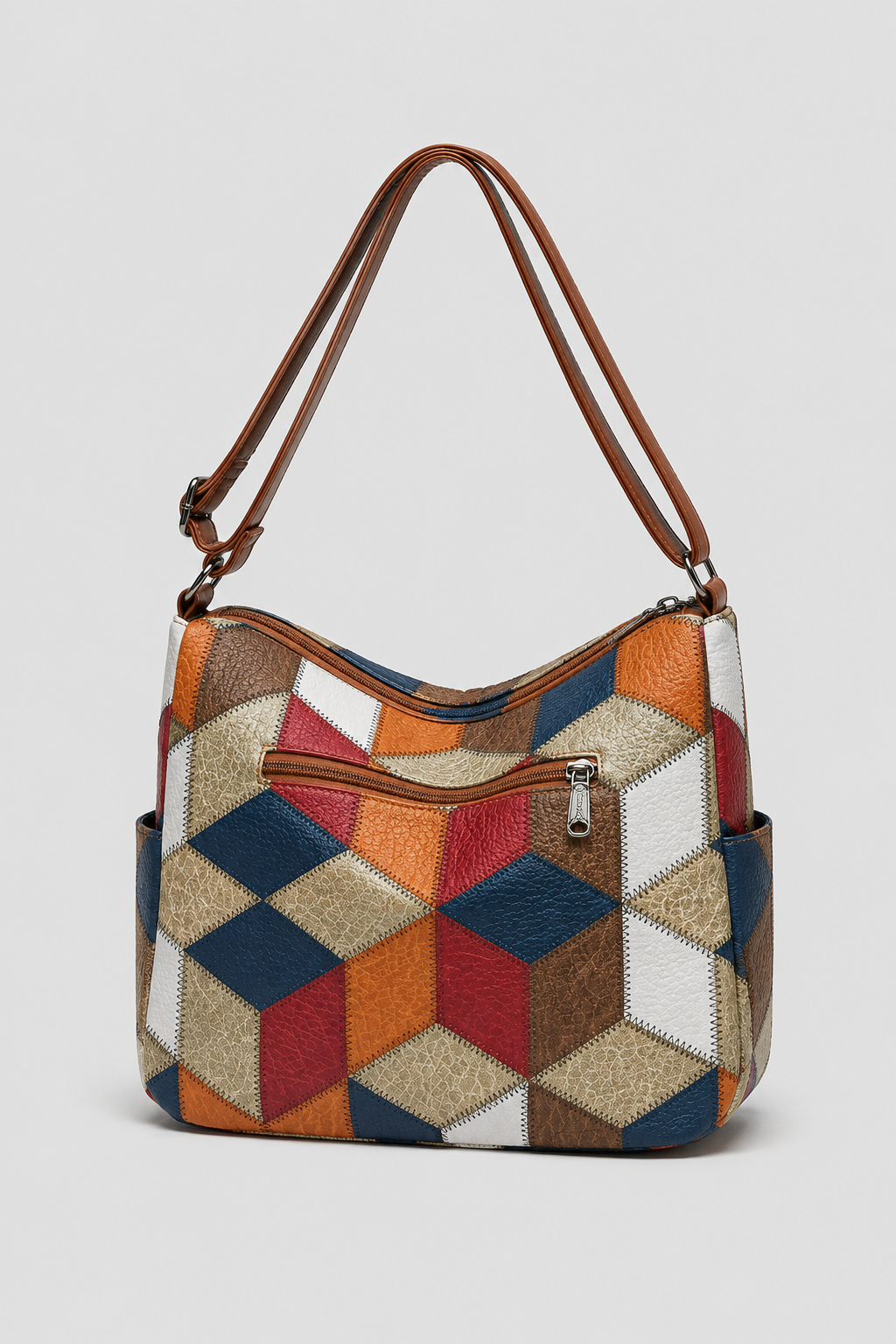 Elegancka torba na ramię z patchworkiem