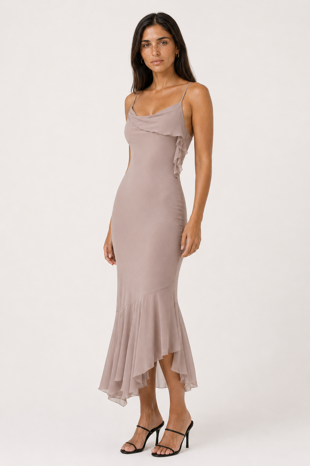Elegant Sleeveless Cocktail Party Dress with Asymmetric Hem
