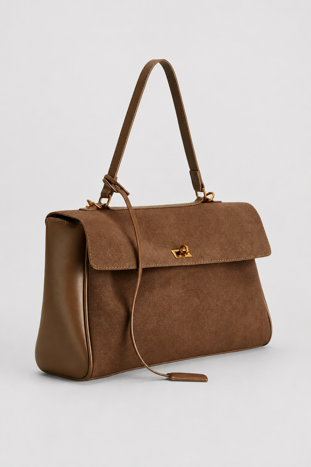 Flap Shoulder Bag with Turn-Lock Clasp
