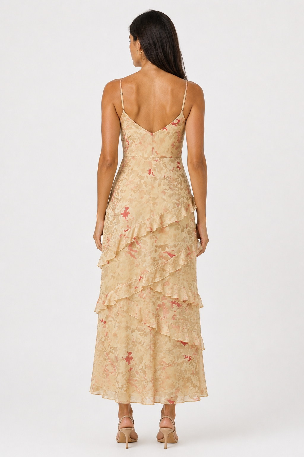 Floral V-Neck Backless Maxi Dress