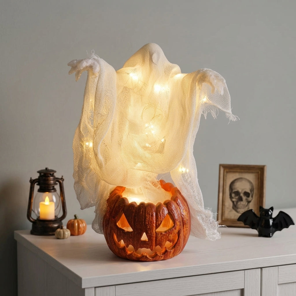 Giant Glowing Ghost Pumpkin Lamp LED - 130cm