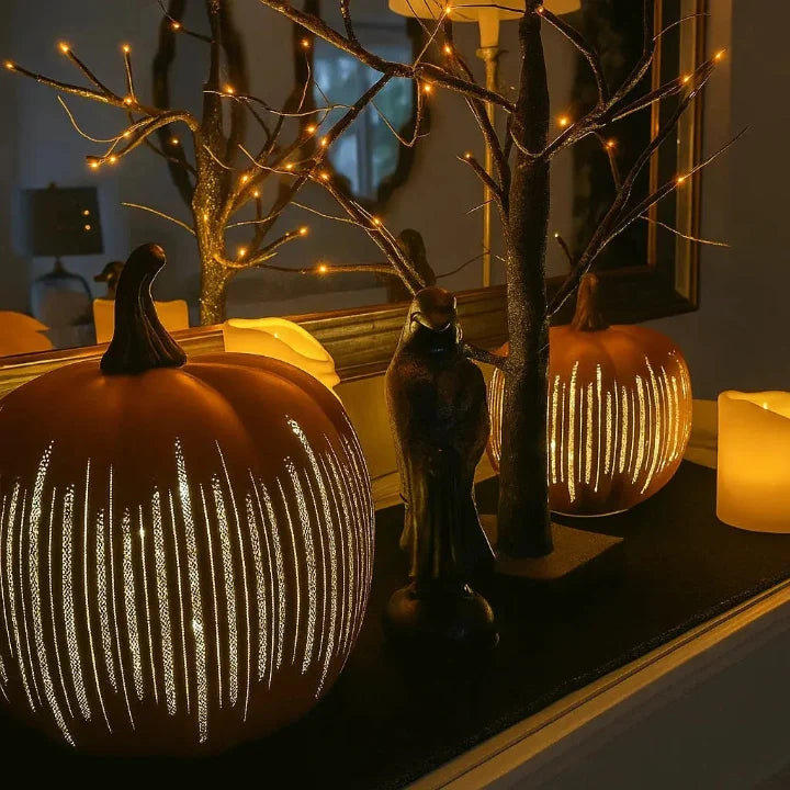 Twinkle Light Pumpkin Lamp with Timer - LED Halloween Decor