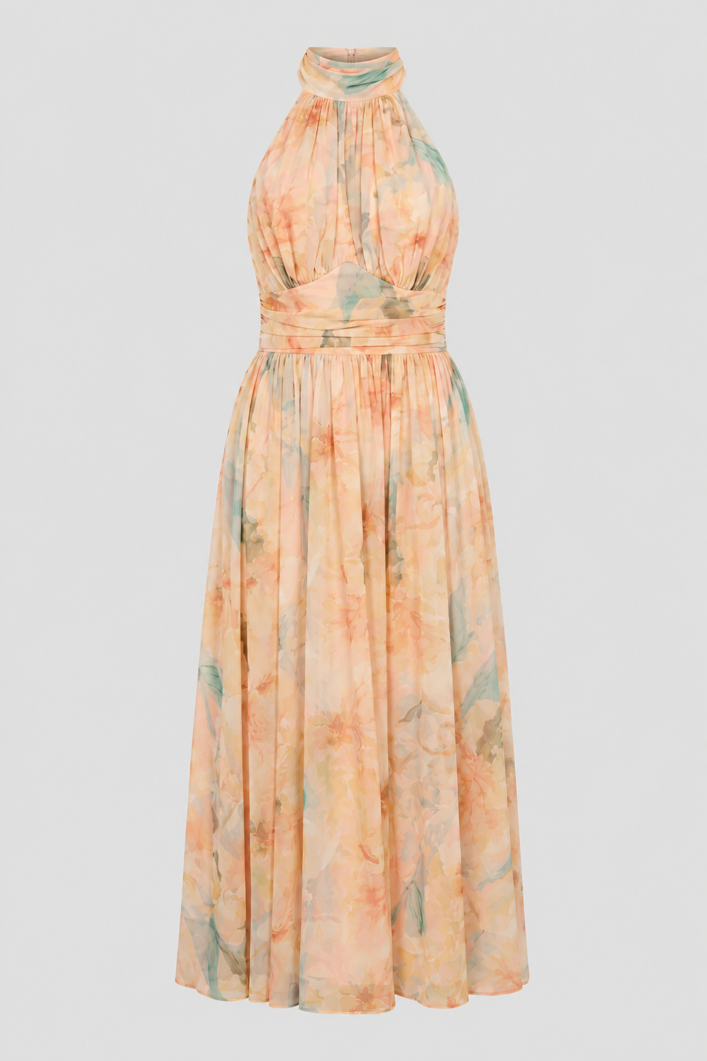 Vestido maxi halter de cuello alto – Vestido de noche elegante con lazo en la espalda