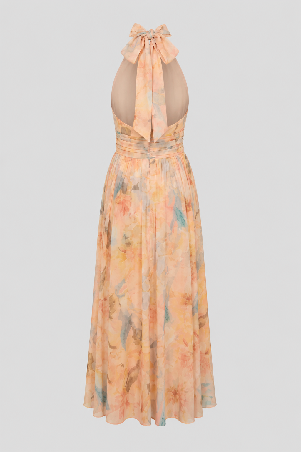 Vestido maxi halter de cuello alto – Vestido de noche elegante con lazo en la espalda