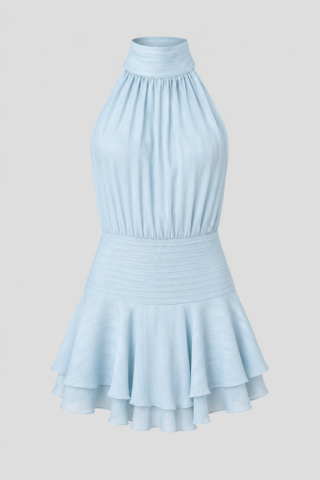 High-Neck Halter Mini Dress