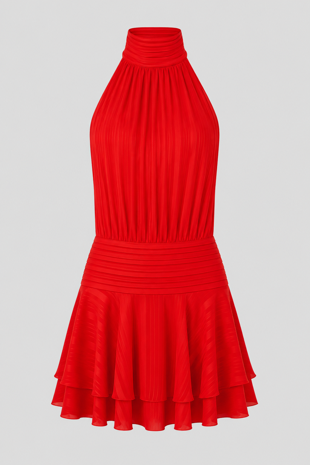 High-Neck Halter Mini Dress