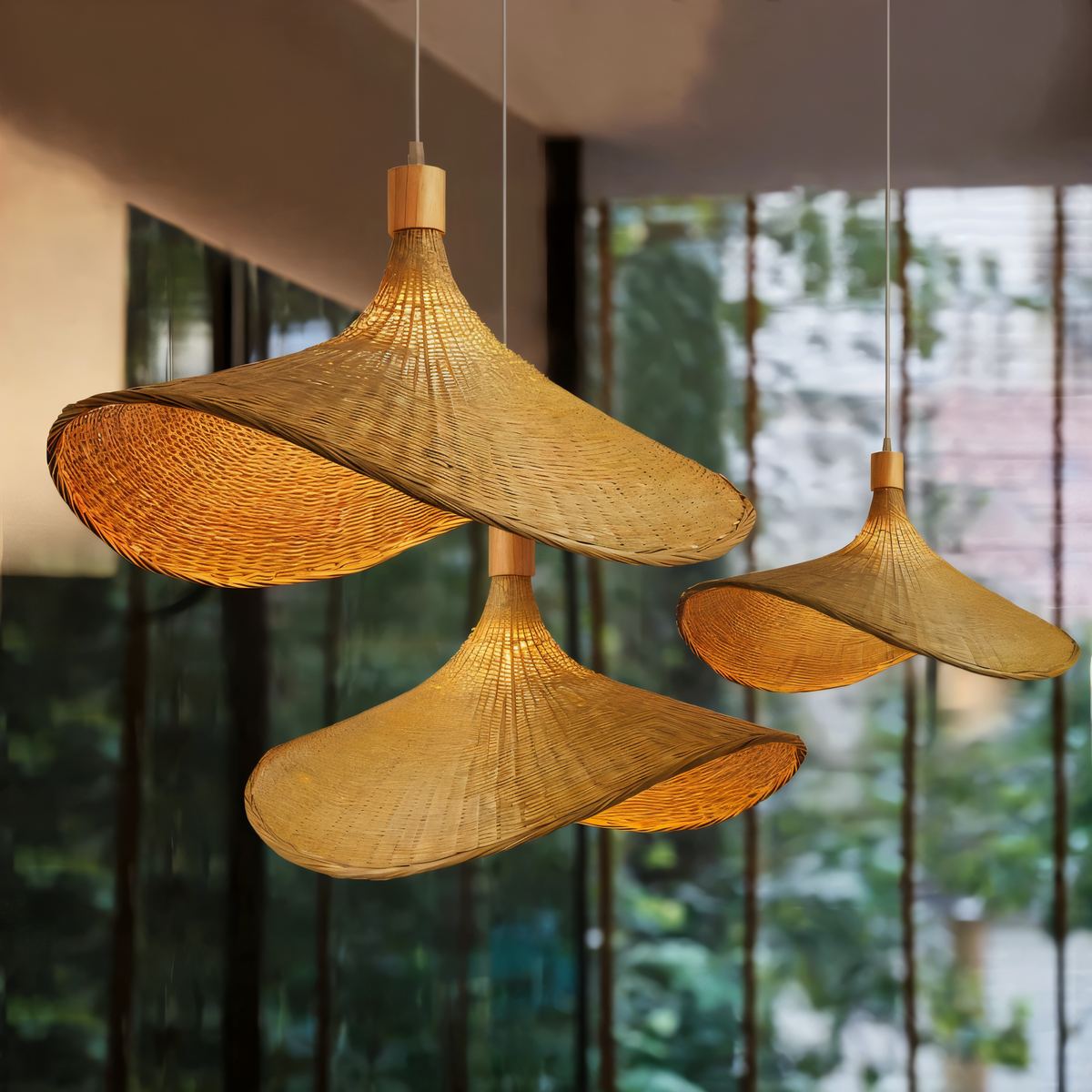 Handwoven Rattan Dome Pendant Light