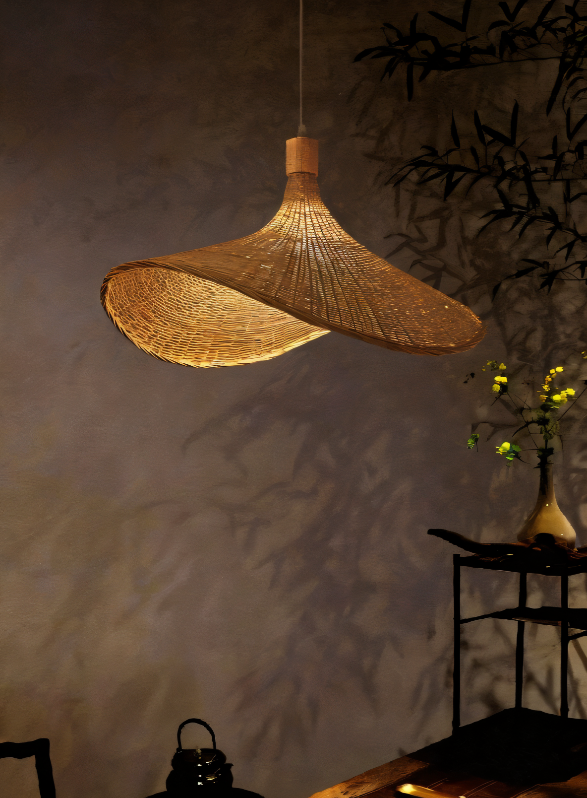 Handwoven Rattan Dome Pendant Light