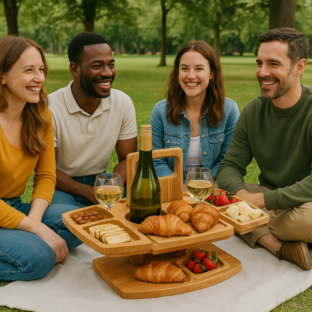 Compact Foldable Wooden Picnic Table