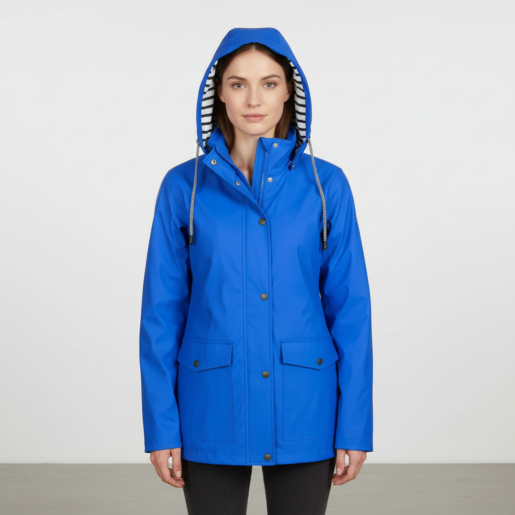 Women's Lightweight Hooded Jacket with Striped Lining