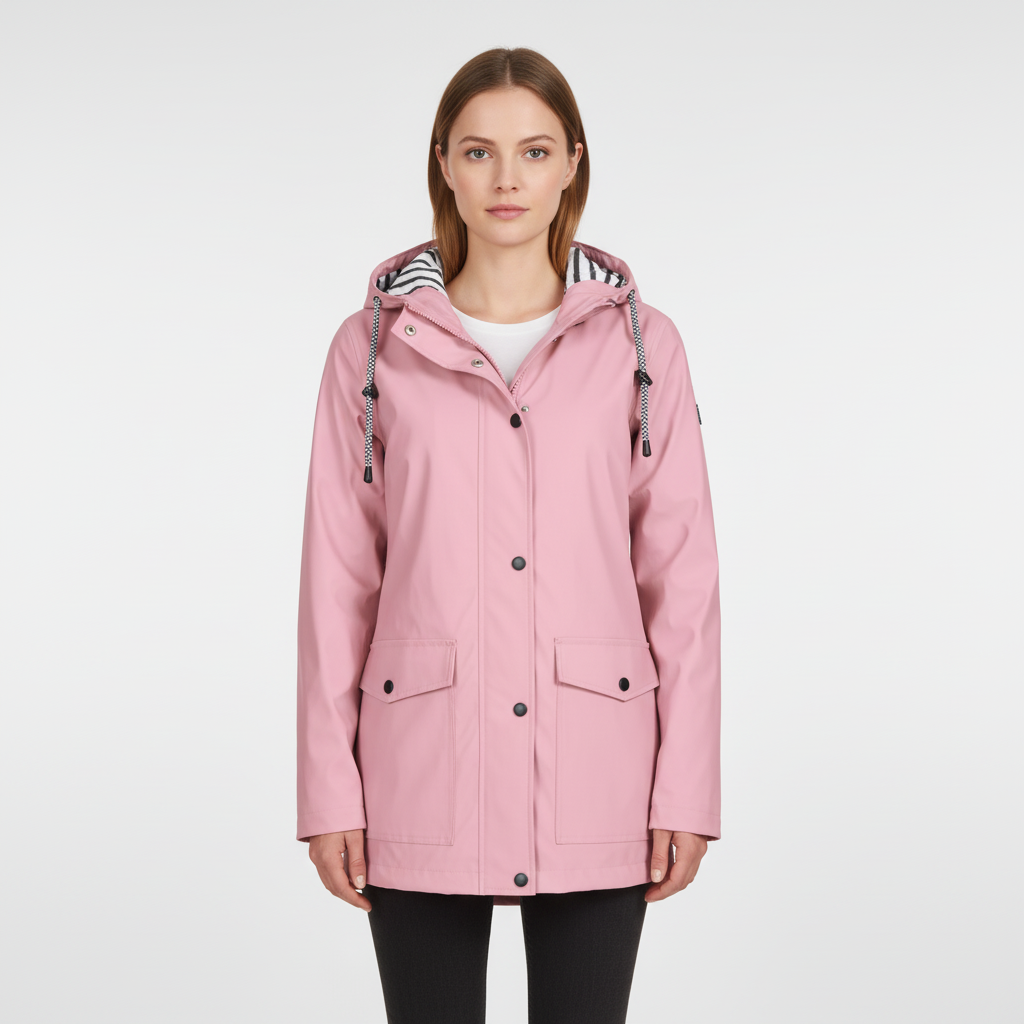 Women's Lightweight Hooded Jacket with Striped Lining