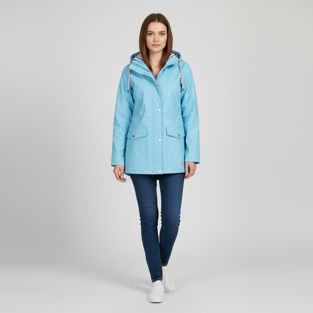 Women's Lightweight Hooded Jacket with Striped Lining