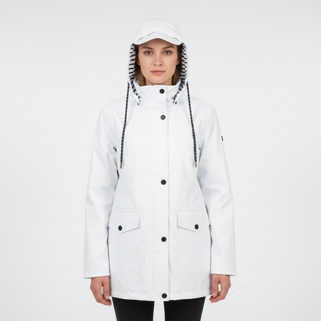 Women's Lightweight Hooded Jacket with Striped Lining