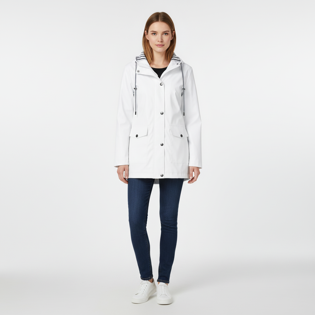 Women's Lightweight Hooded Jacket with Striped Lining