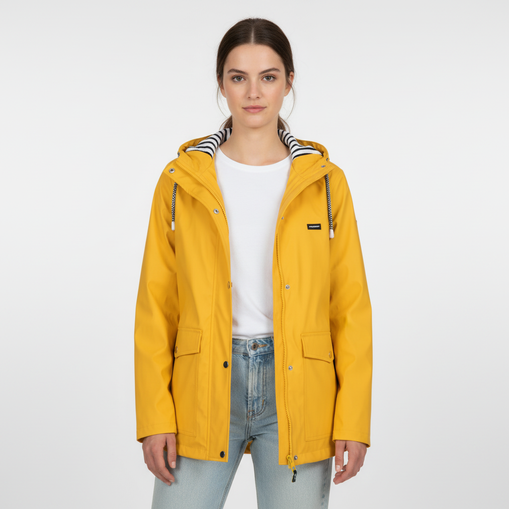 Women's Lightweight Hooded Jacket with Striped Lining