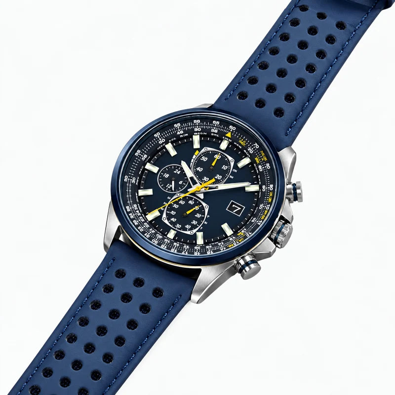 Herren-Chronograph MultiSteel, 42 mm – Stahl in Silber, blaues Zifferblatt