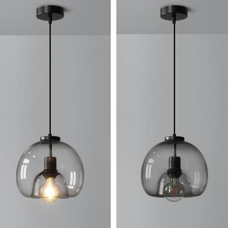 Smoke Glass Pendant Lamp - Hand-Blown Glass Design
