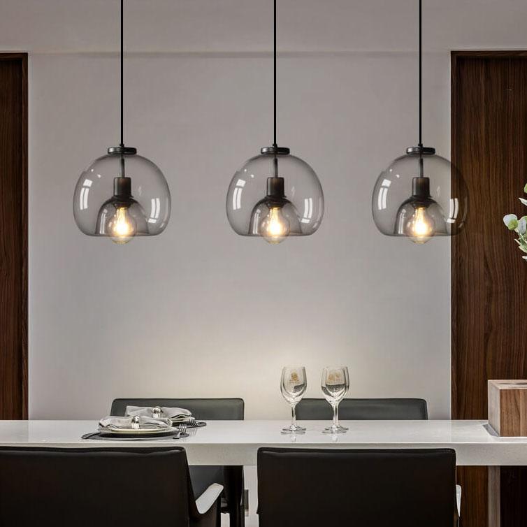 Smoke Glass Pendant Lamp - Hand-Blown Glass Design