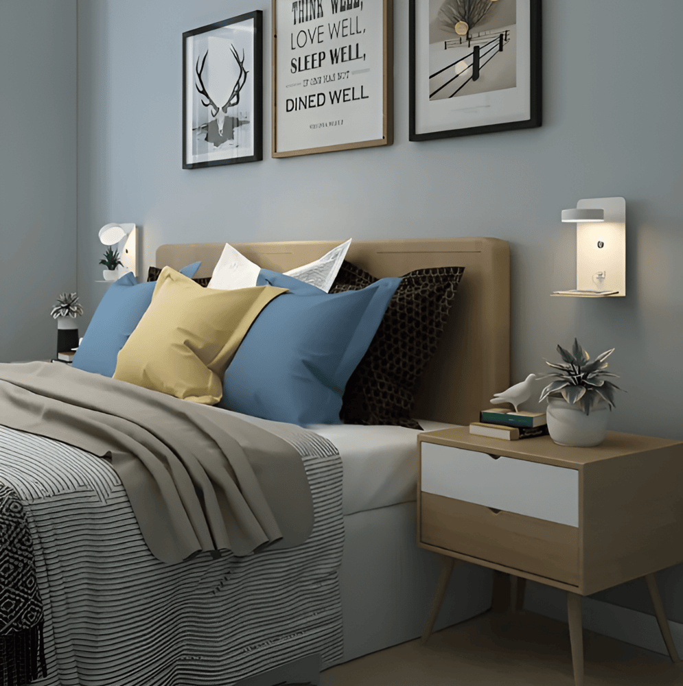 DualDelight LED Wall Lamp with Shelf & USB Port