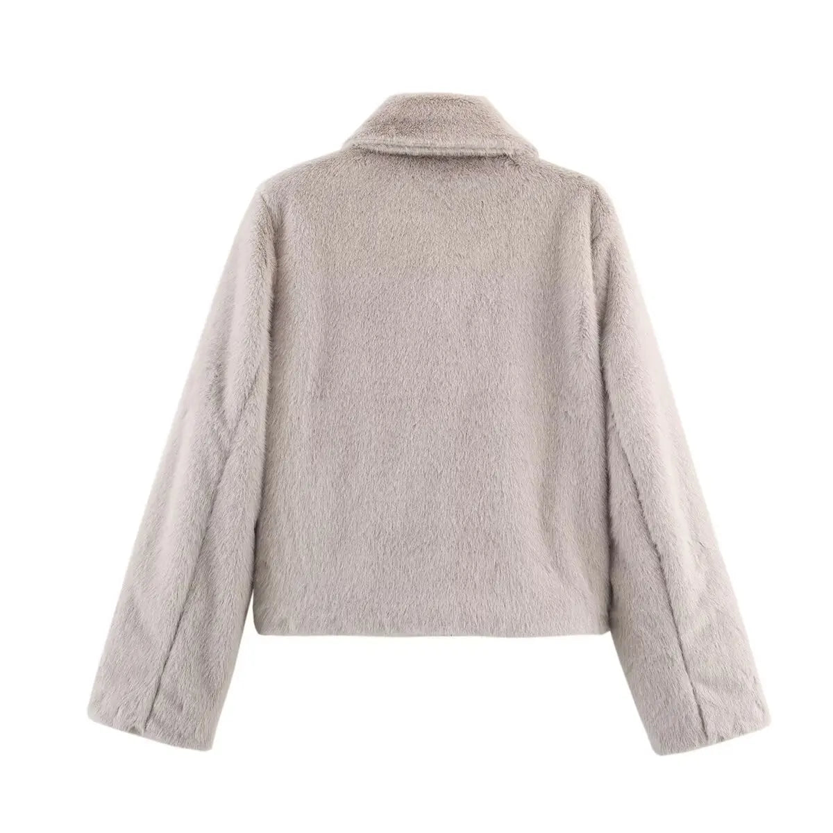 Women's Long Jacket with Lapel Collar and Button Detail