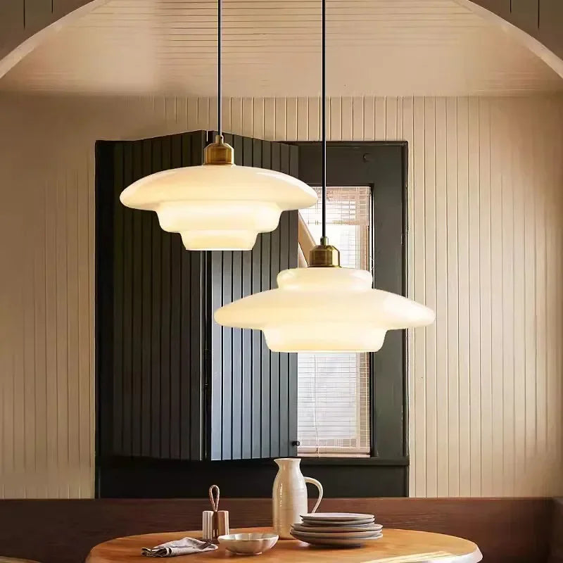 Calistre - Mid-Century Milky Glass Pendant Light