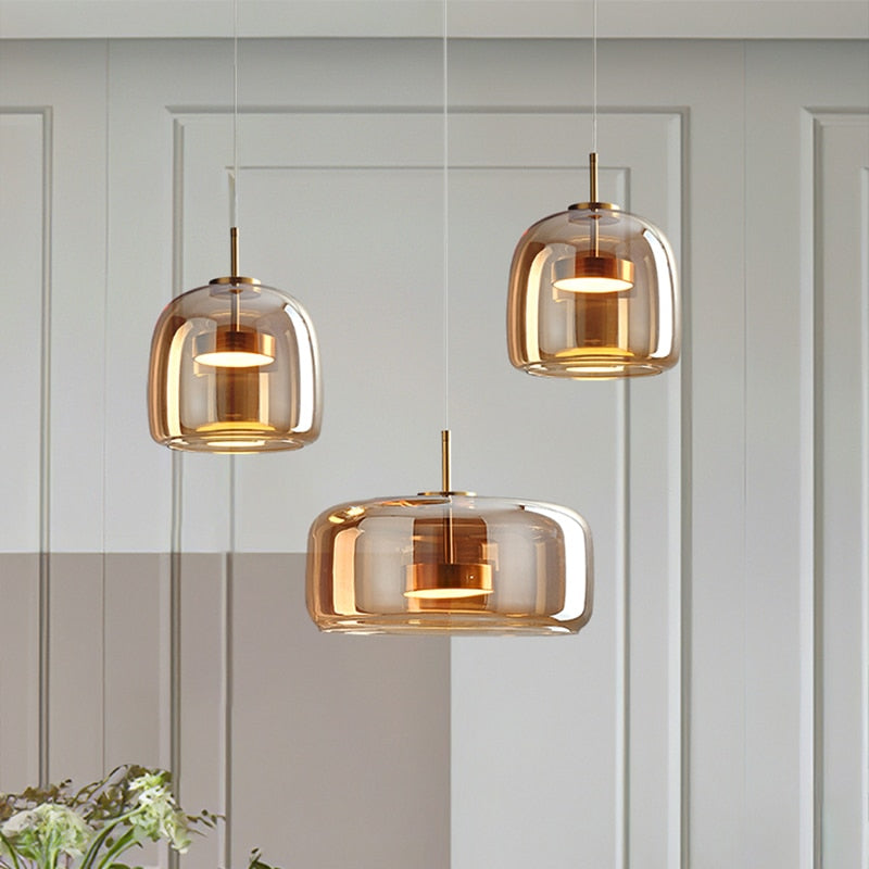 Luxury Glass & Metal Pendant Lamp - Elegant Hanging Light