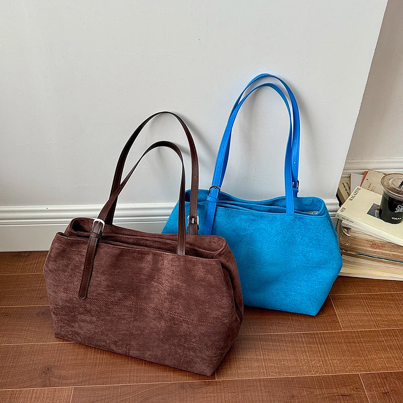 Soft Suede Tote Bag – Minimalist Everyday Shoulder Bag