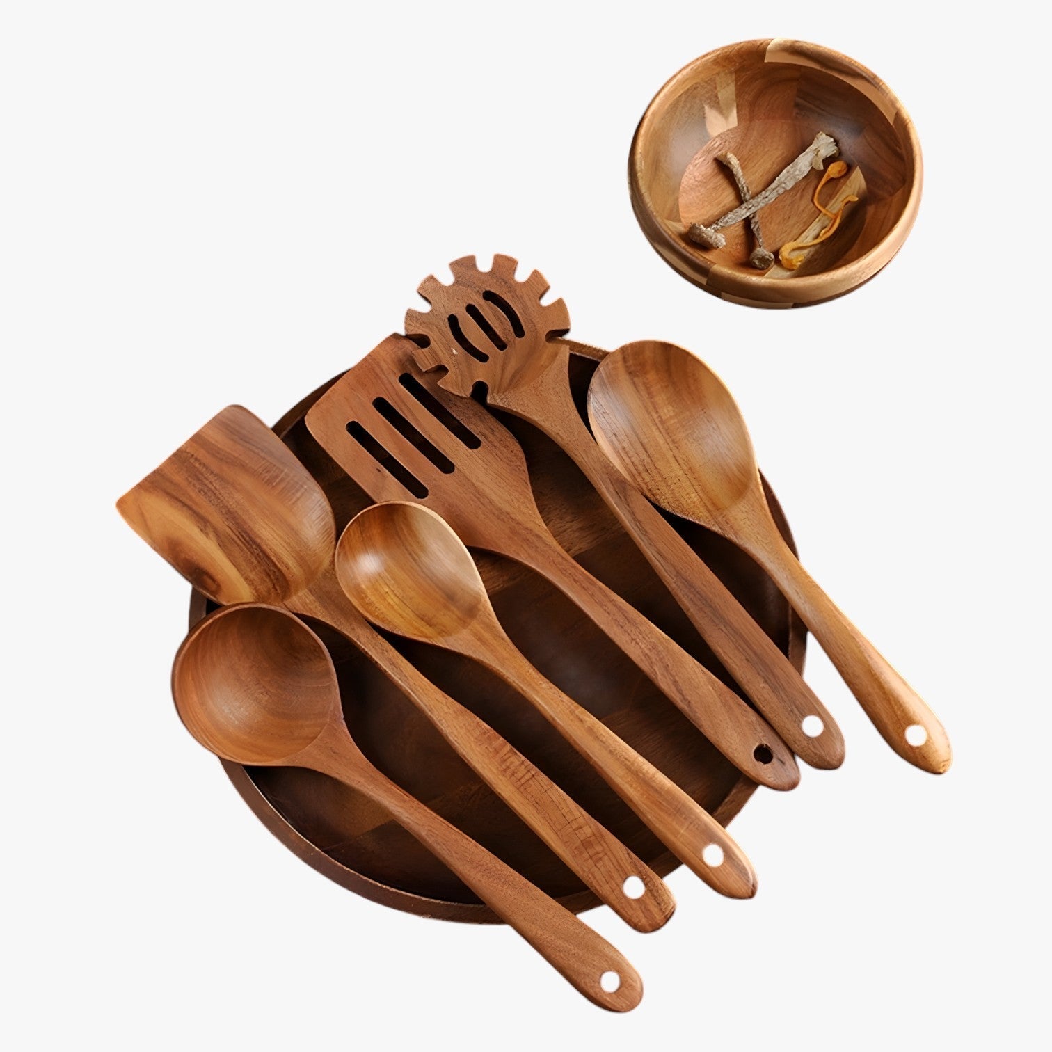 Olivia | 7 - delt træ kogesæt - naturligt, bæredygtigt og non - stick - - house & garden - {{ product_tags }