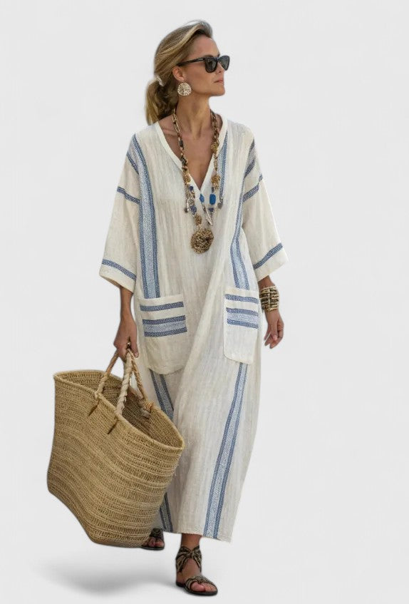 Women's V-Neck Maxi Dress – Elegant Occasion Wear