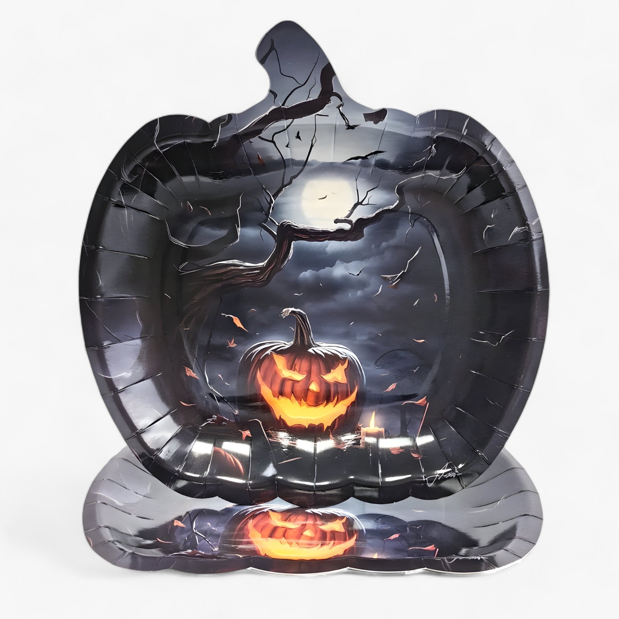 home & garden : Trick or Treat Borden - Pompoen Halloween Borden - Olijf in Fluorescerend geel van Pantino