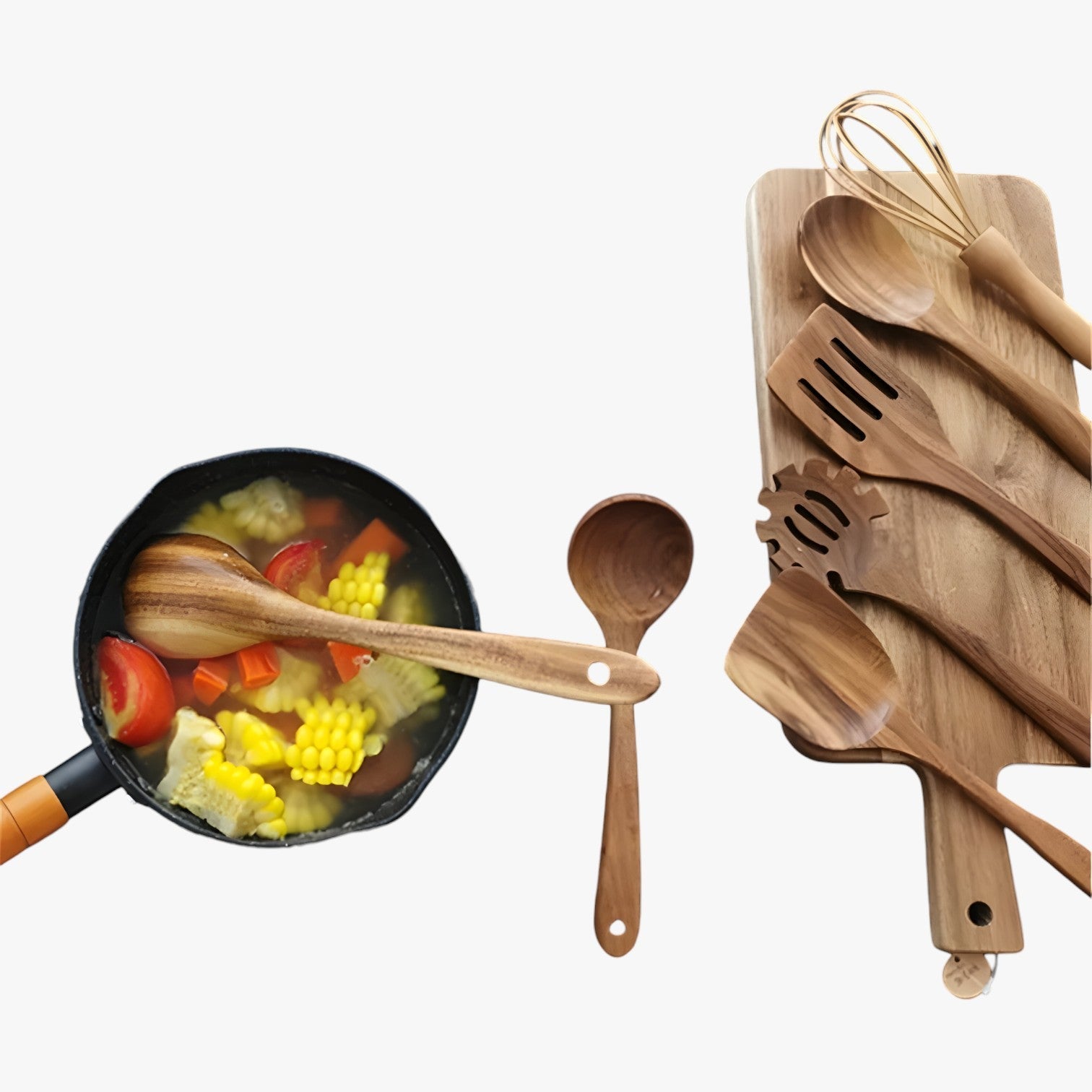 Olivia | 7 - delt træ kogesæt - naturligt, bæredygtigt og non - stick - - house & garden - {{ product_tags }
