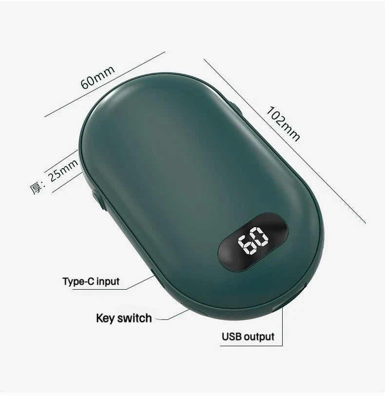 2-in-1 Rechargeable Hand Warmer & Power Bank - USB Pocket Heater