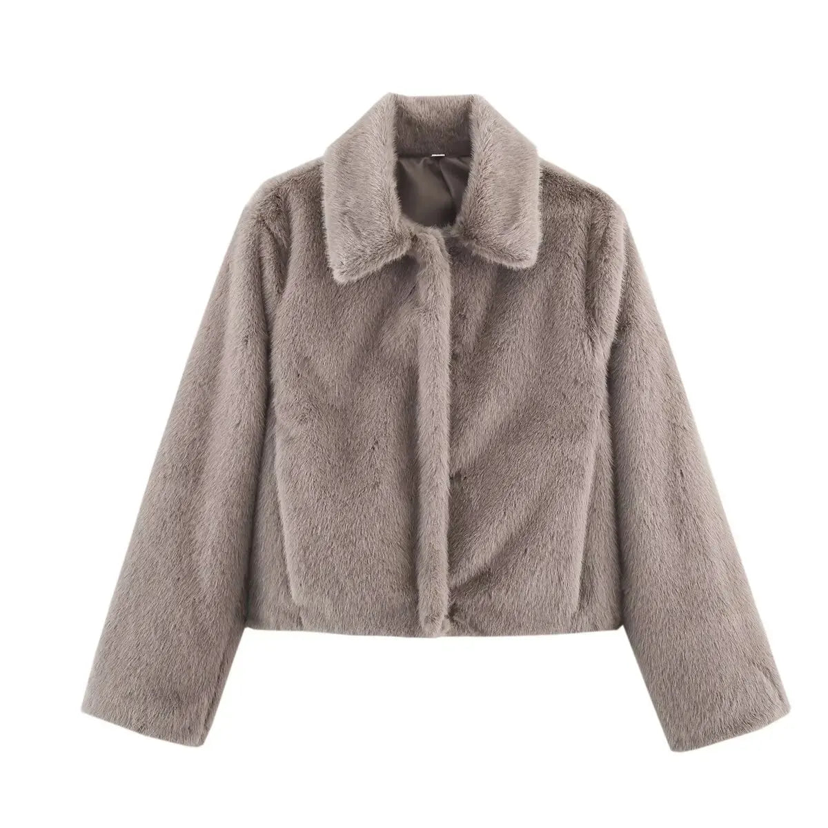 Women's Long Jacket with Lapel Collar and Button Detail