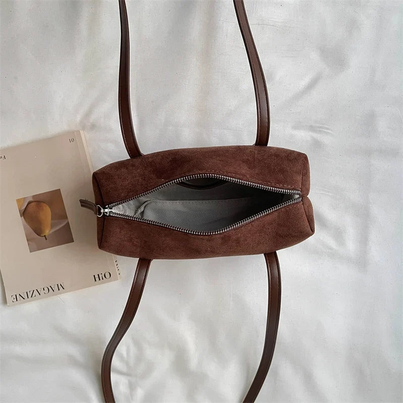 Compact Barrel Underarm Bag – Small Zip Shoulder Tote