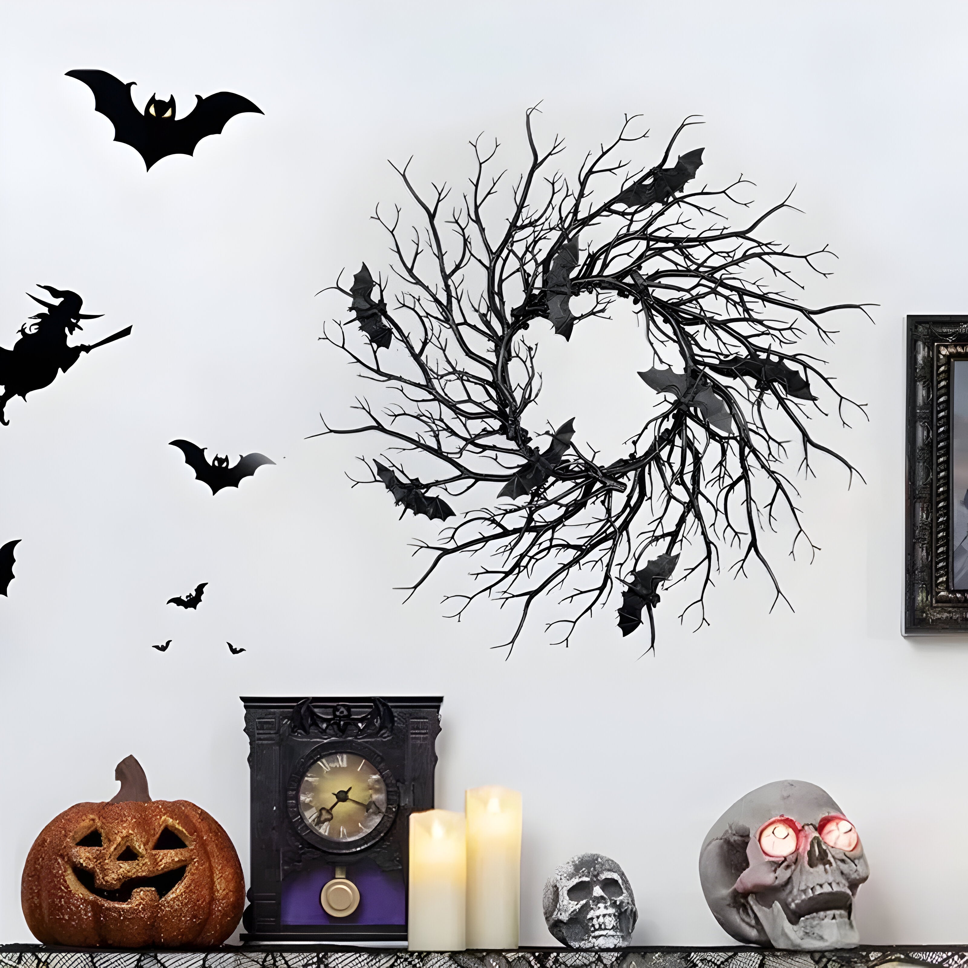 home & garden : Halloween Fleermuis en Spin Decoratie - Angstaanjagende LED voor Deuren en Ramen - Paarse Vleermuis in van Pantino