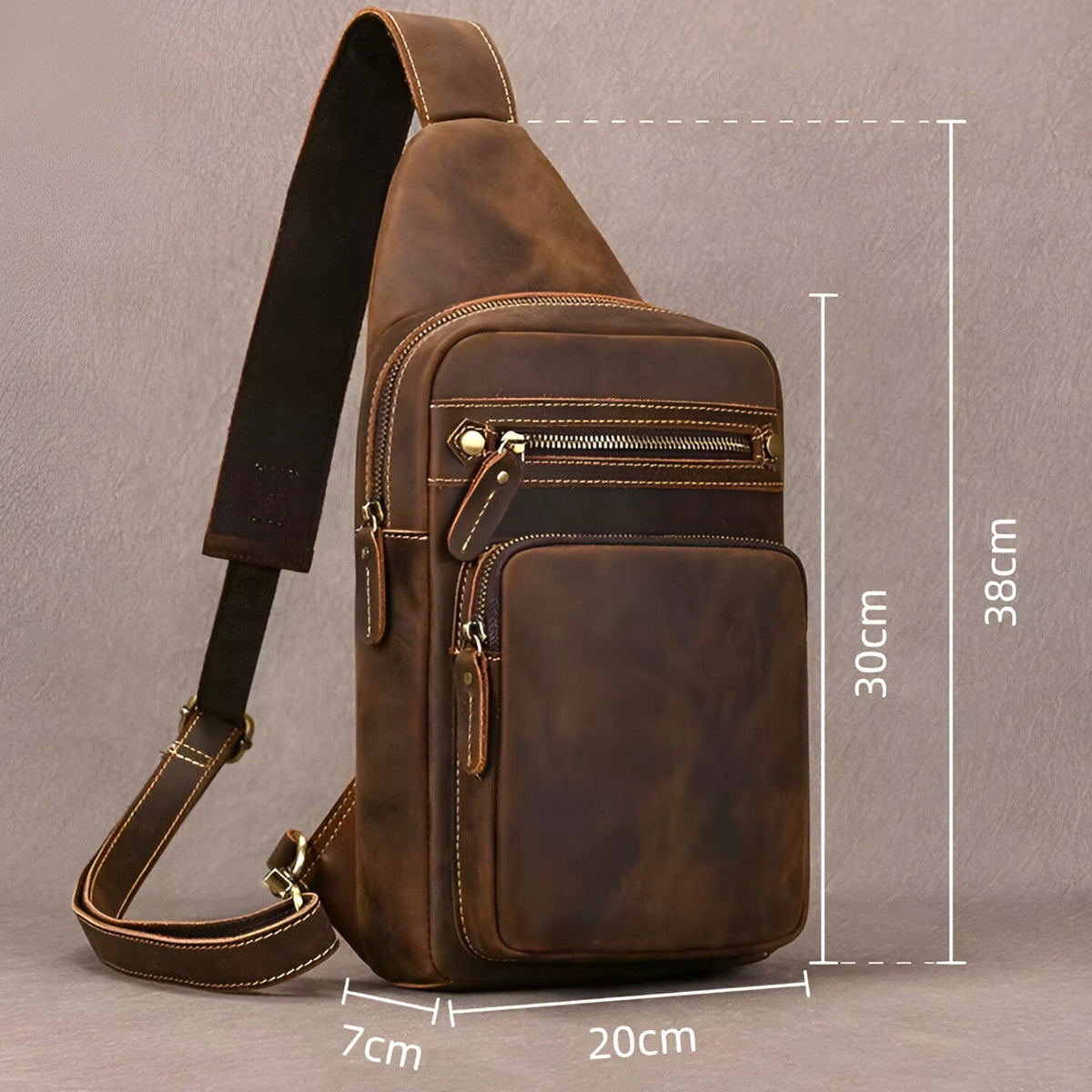 Men's Genuine Cowhide Leather Tablet Satchel Bag