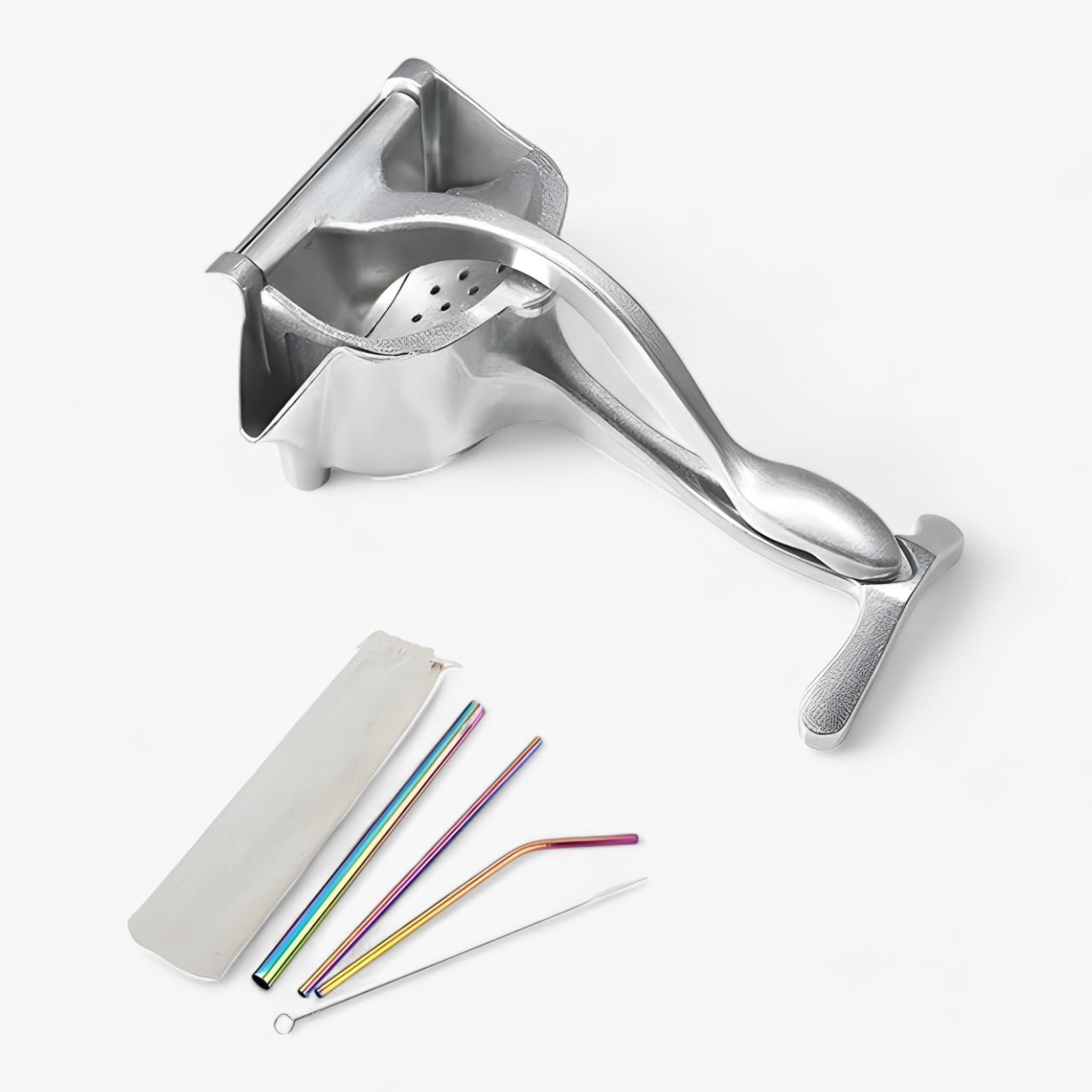 CitrusPro | Manuel citruspresser i aluminiumlegering - Citruspresse med boks og 3 sugerør og 1 børste - house & garden - {{ product_tags }