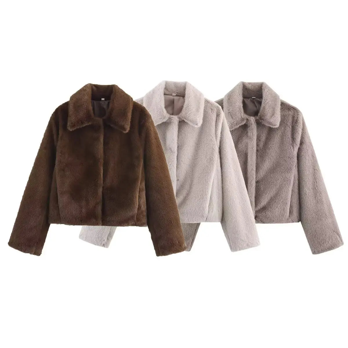 Women's Long Jacket with Lapel Collar and Button Detail