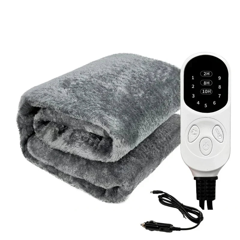 12V Electric Car Heating Blanket - Washable Travel Throw